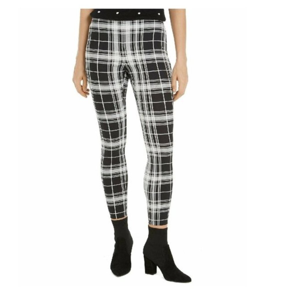 Maison Jules Plaid Pull-On Ponte-Knit Pants